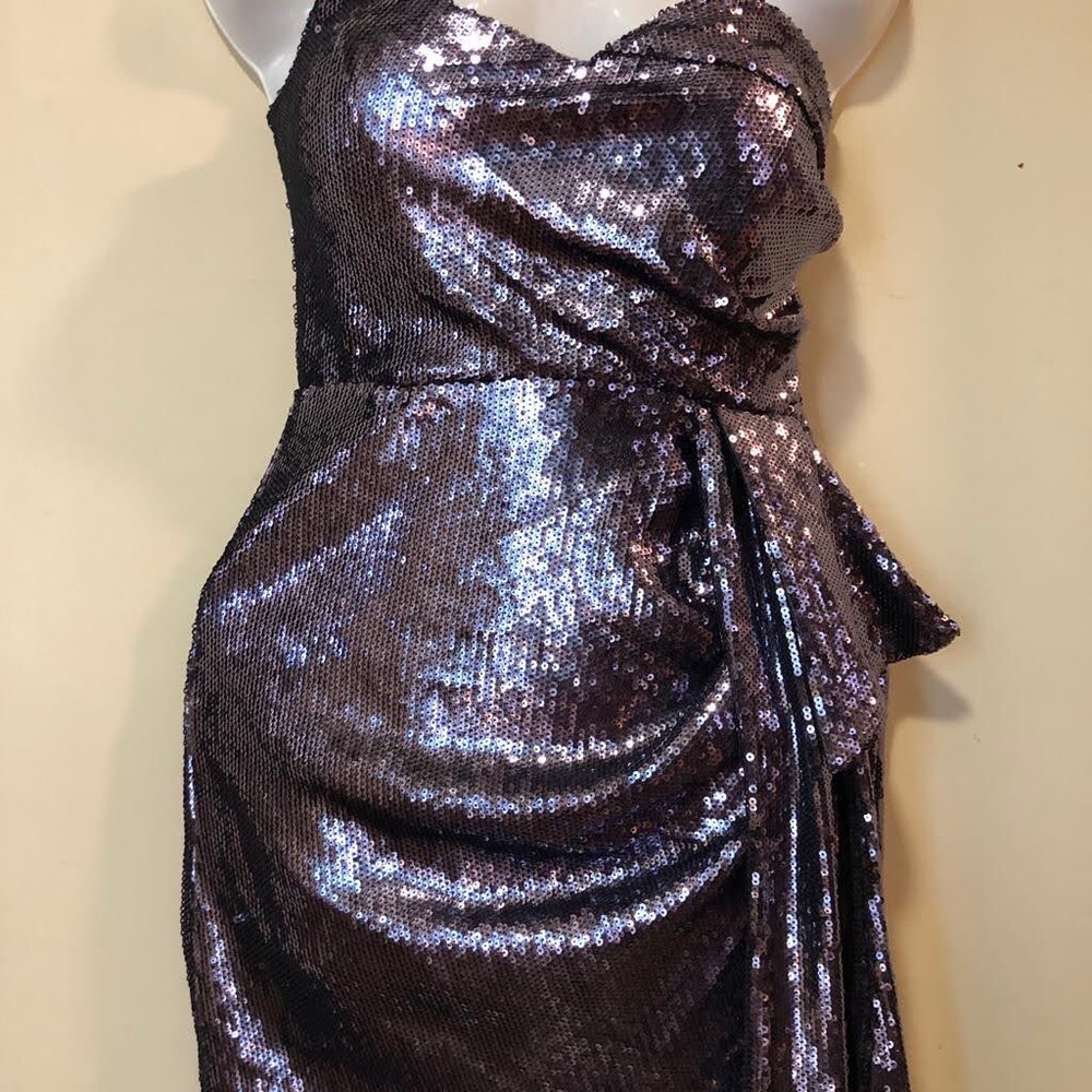 Fashion Nova Metallic Asymmetrical Dress